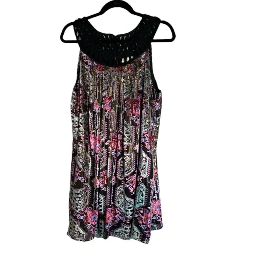 Moulinette Soeurs Linnea Velvet Metallic Swing Dress Size Large